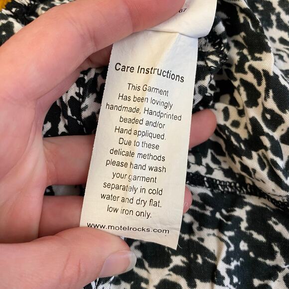 Motel Rocks Leopard Print Tie Back Halter Top Womens Size‎ XS Black White - Picture 8 of 8